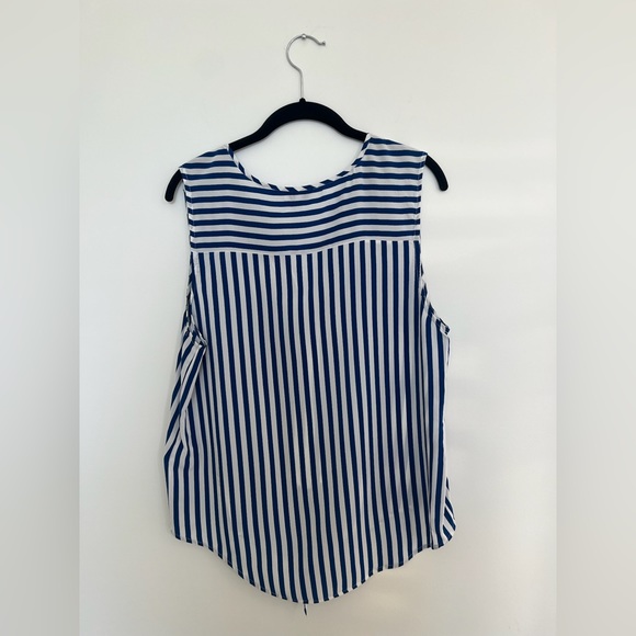 Joie Striped Sleeveless Tiefront Button Up Top - Picture 2 of 2